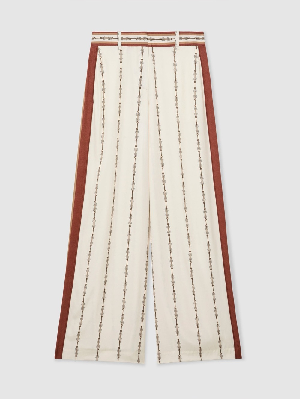 Reiss Lydia Chain Print Wide Leg Pants Size 6P Ivory NWT